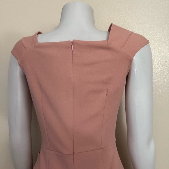 Miusiol mauve pink ruched side short sleeve midi dress with back slit - Picture 6 of 11